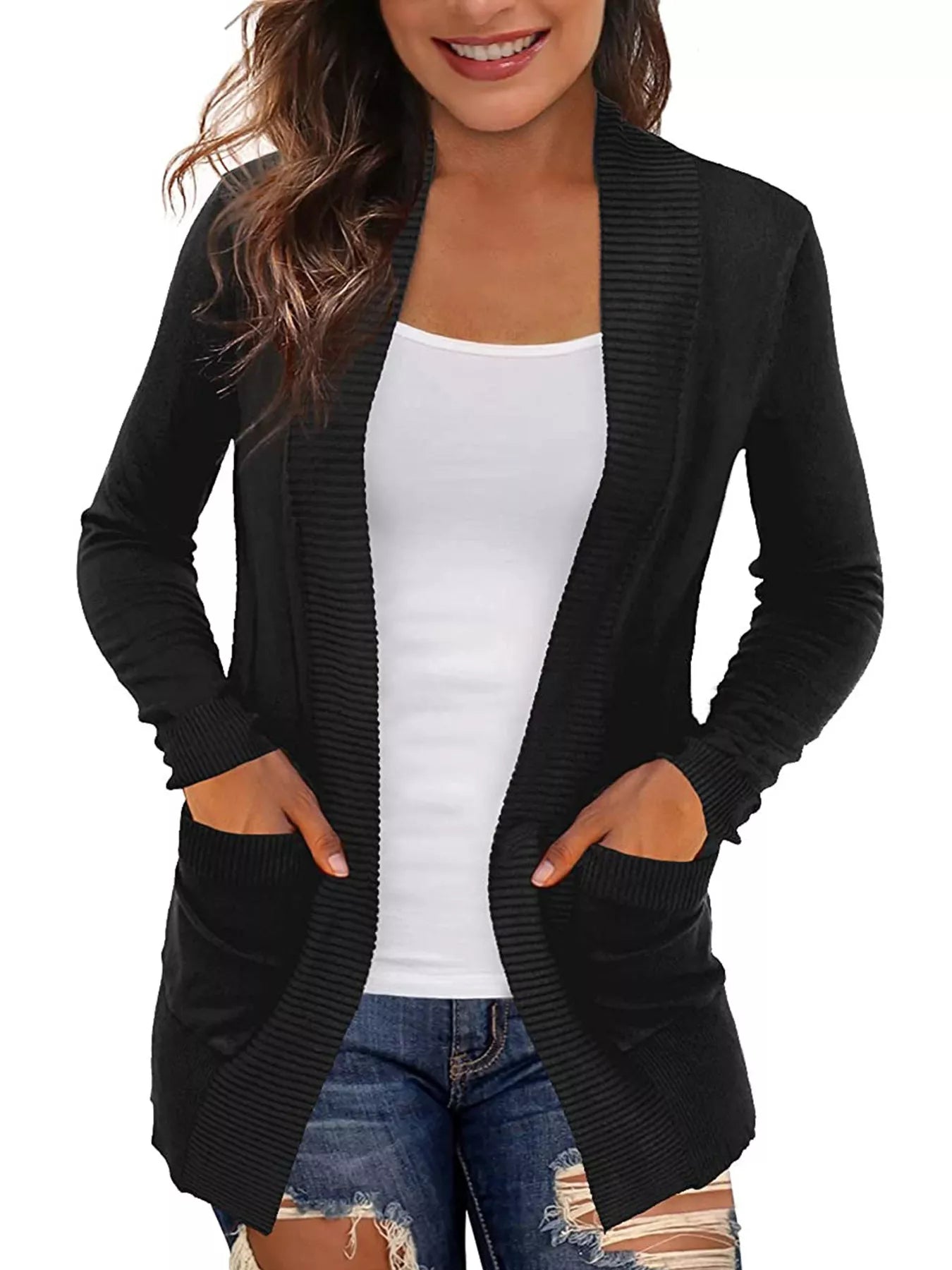 Open Front Knit Cardigan 