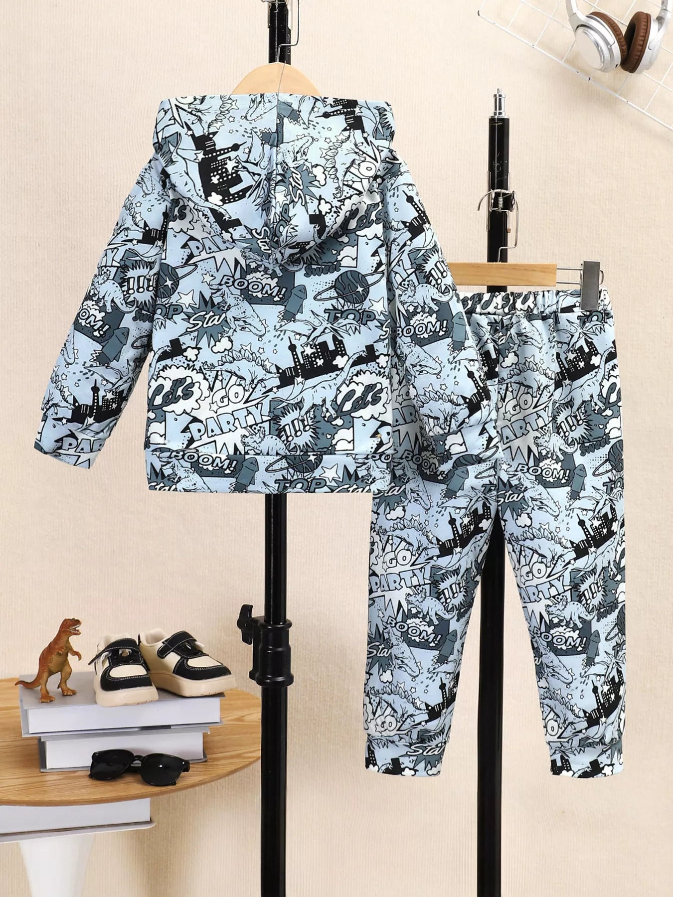 Children's Dinosaur Print Hoodie and Pants Set 