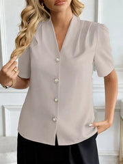 V-Neck Button-Down Shirt 