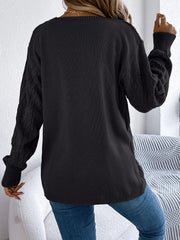Openwork Open Front Long Sleeve Cardigan 
