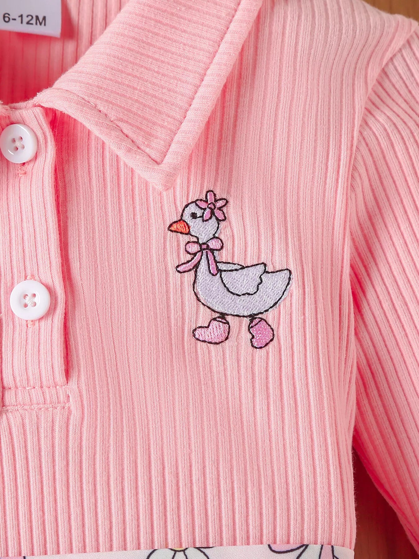 Children's Embroidered Ribbed Polo Shirt & Pleated Skirt Set 