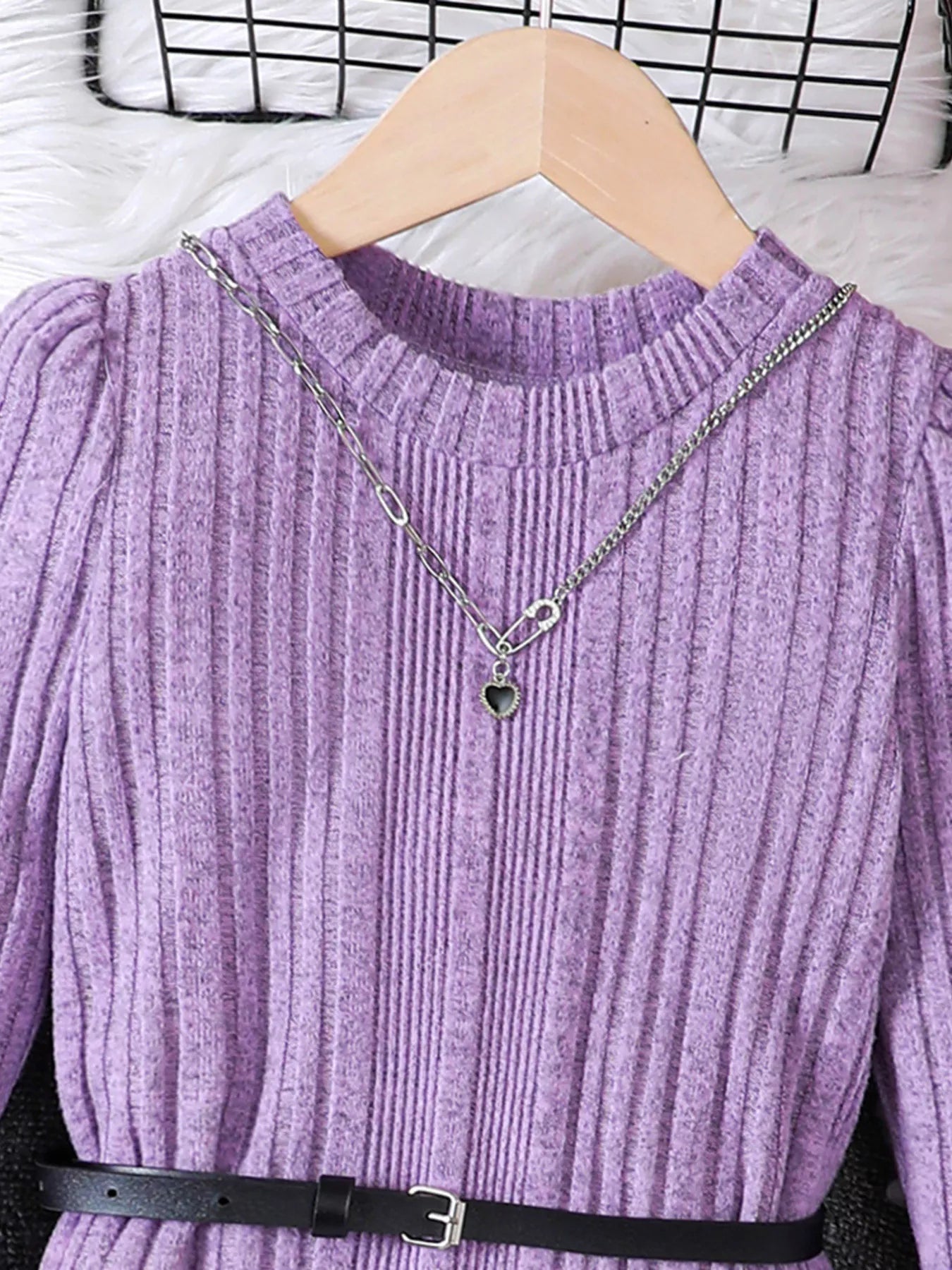 Children's Ribbed Knit Long Sleeve Dress 