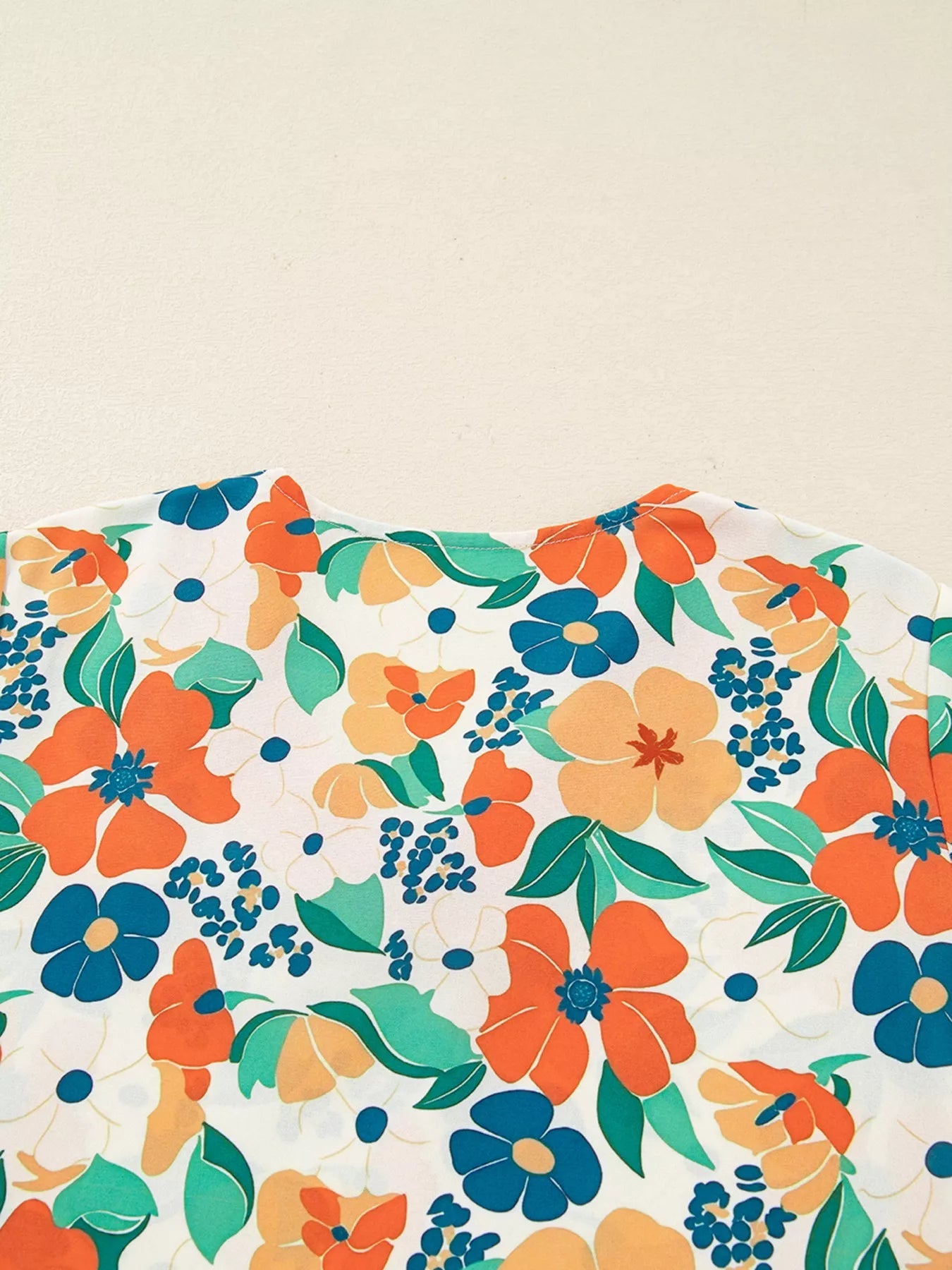 Frilled V Neck Floral Print Blouse 