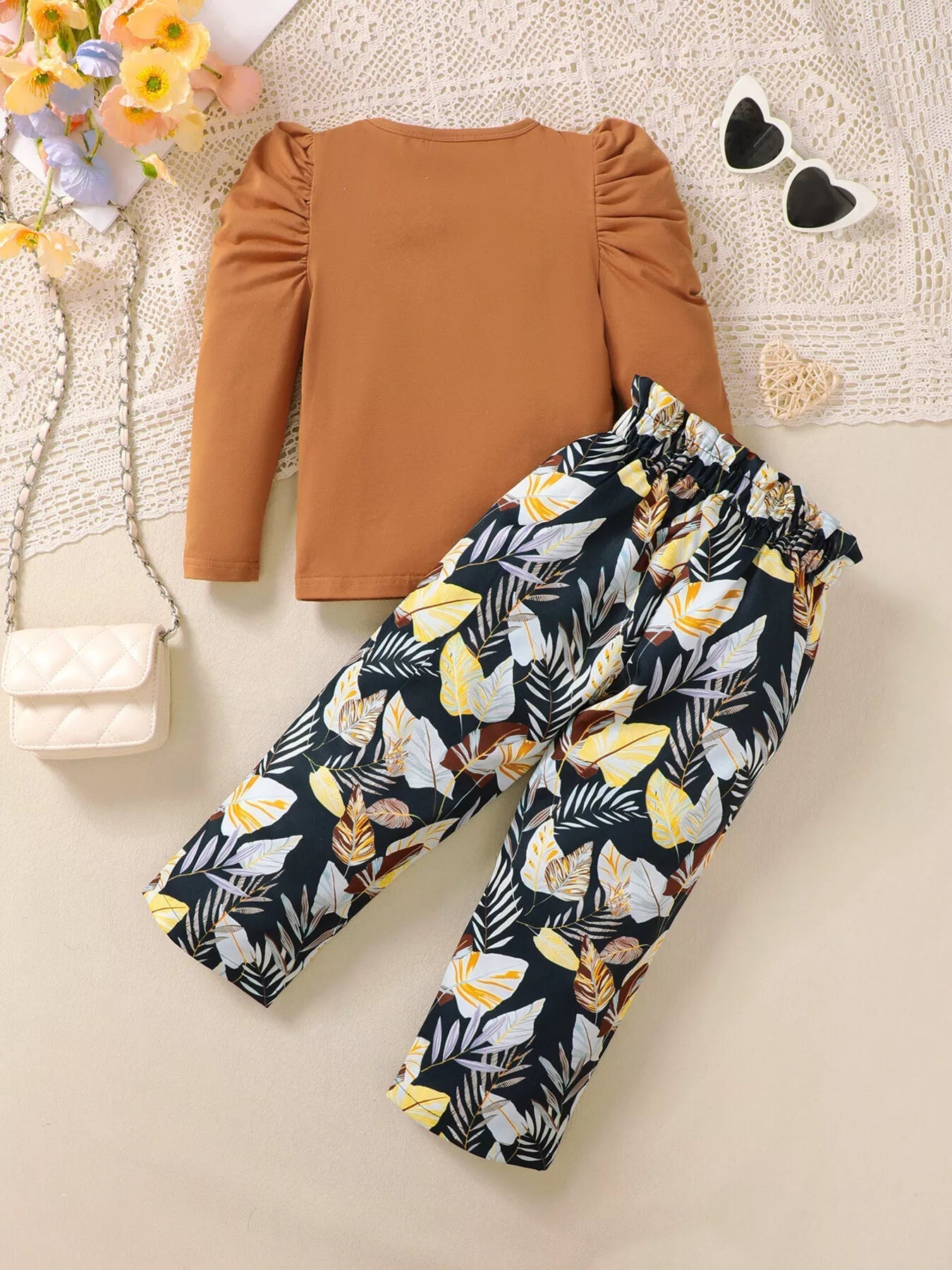 Children's Graphic Top & Floral Pants Set 