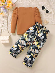 Children's Graphic Top & Floral Pants Set 
