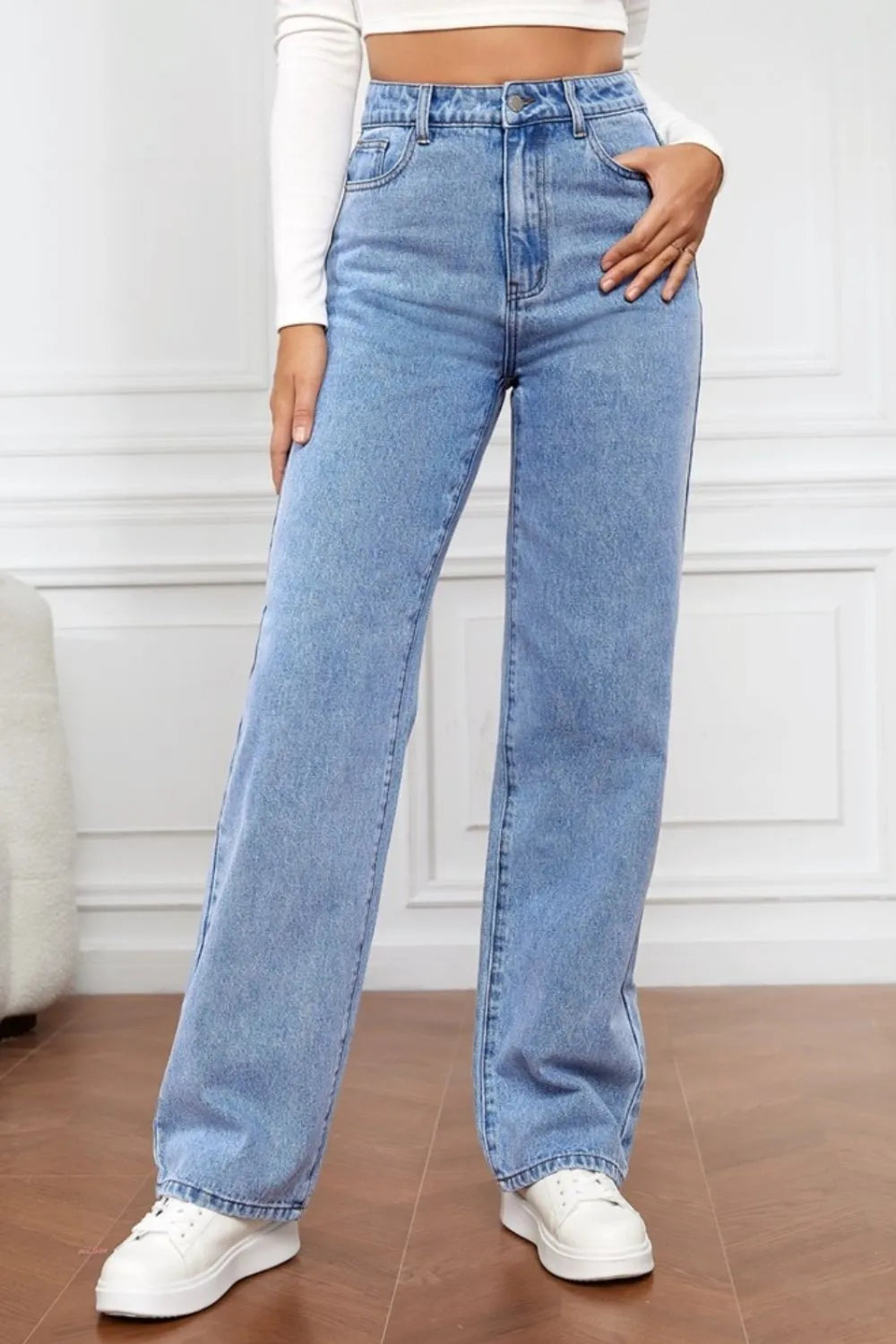 High Waist Straight Jeans 