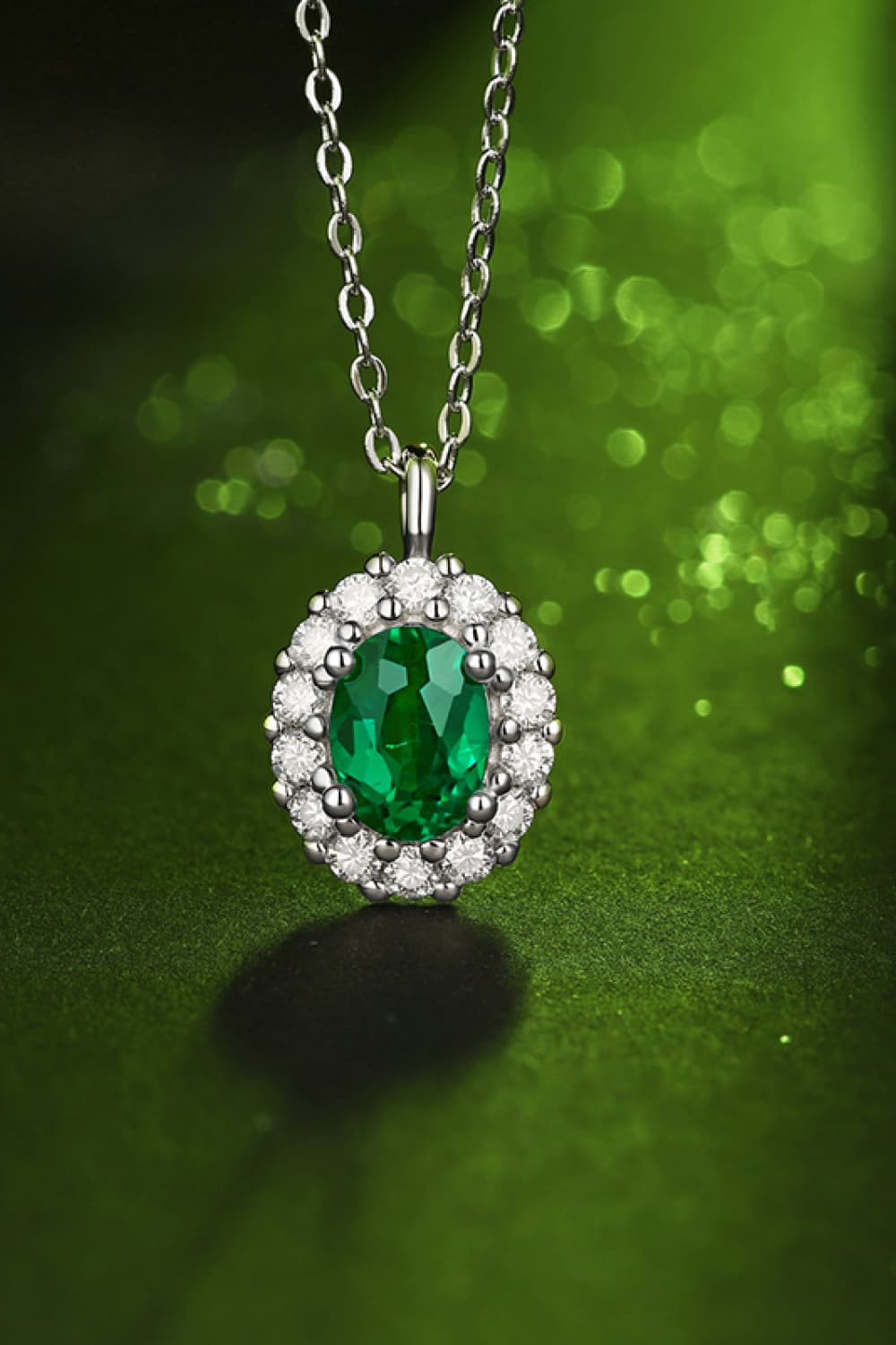 1.5 Carat Lab-Grown Emerald 925 Sterling Silver Necklace 