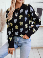 Clover Round Neck Long Sleeve Sweater 