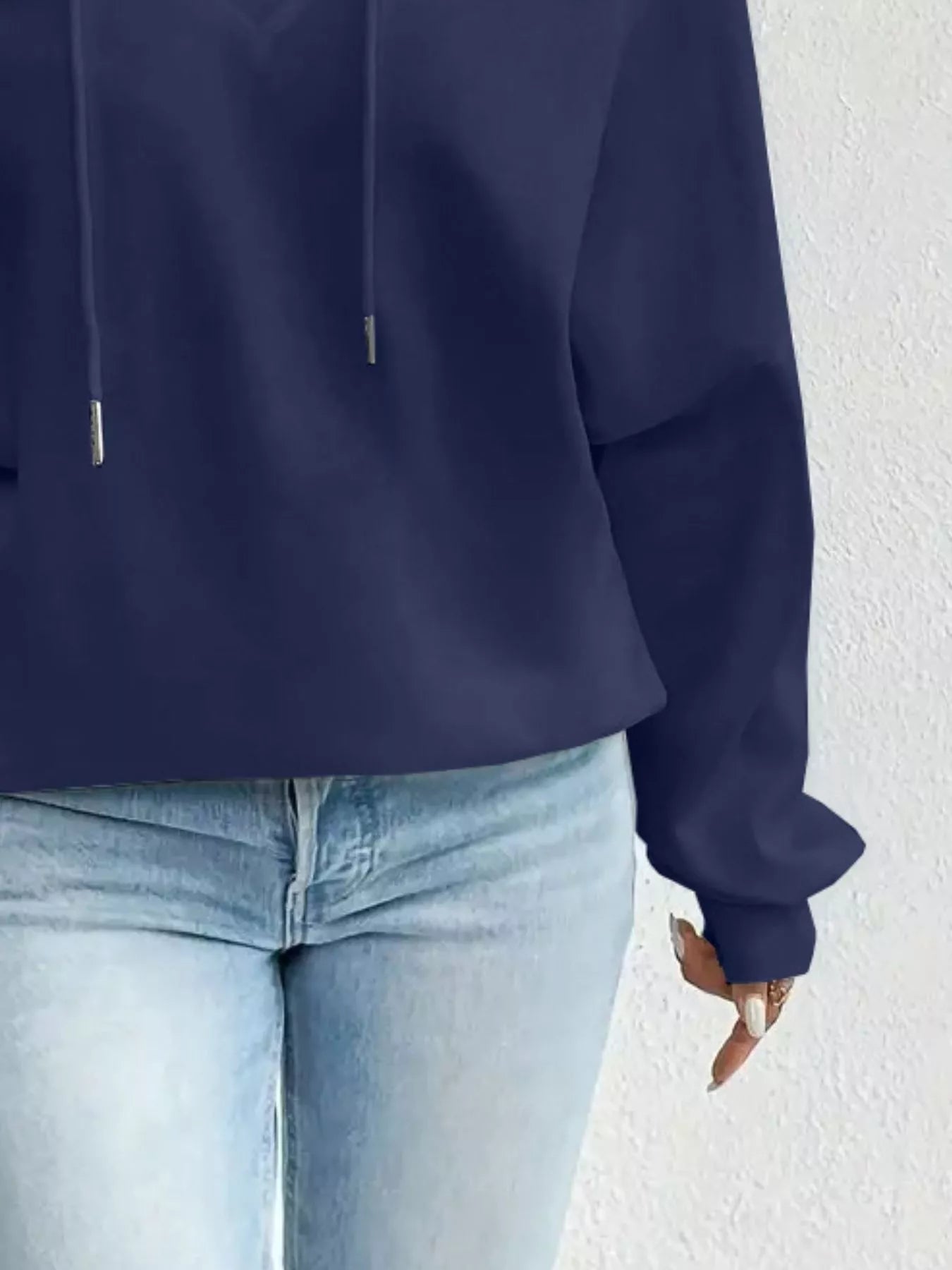 Full Size Off-Shoulder Drawstring Long Sleeve Top Plus Size 