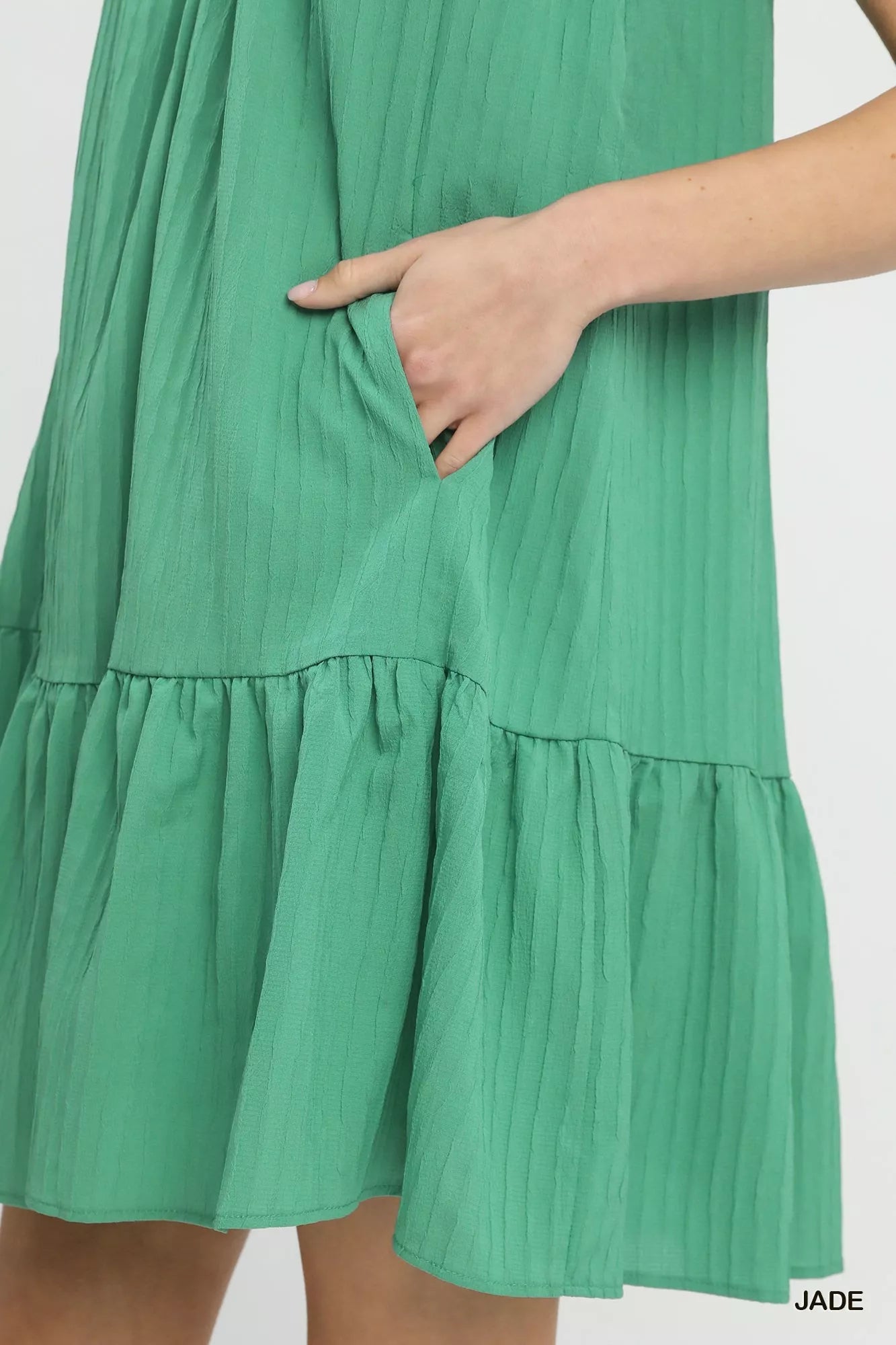 Umgee Flutter Sleeve Tiered Dress 