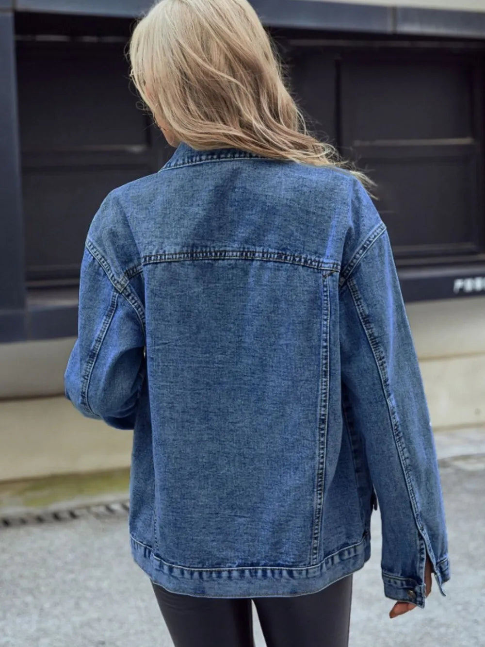 Pocketed Button Down Collared Neck Denim Top 