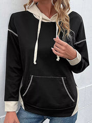 Color Block Hoodie with Drawstring and Kangaroo Pocket 