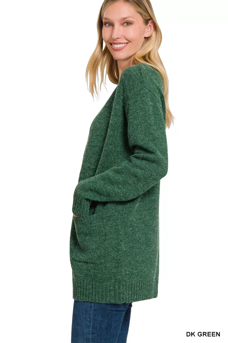 Zenana Open Front Sweater Cardigan 
