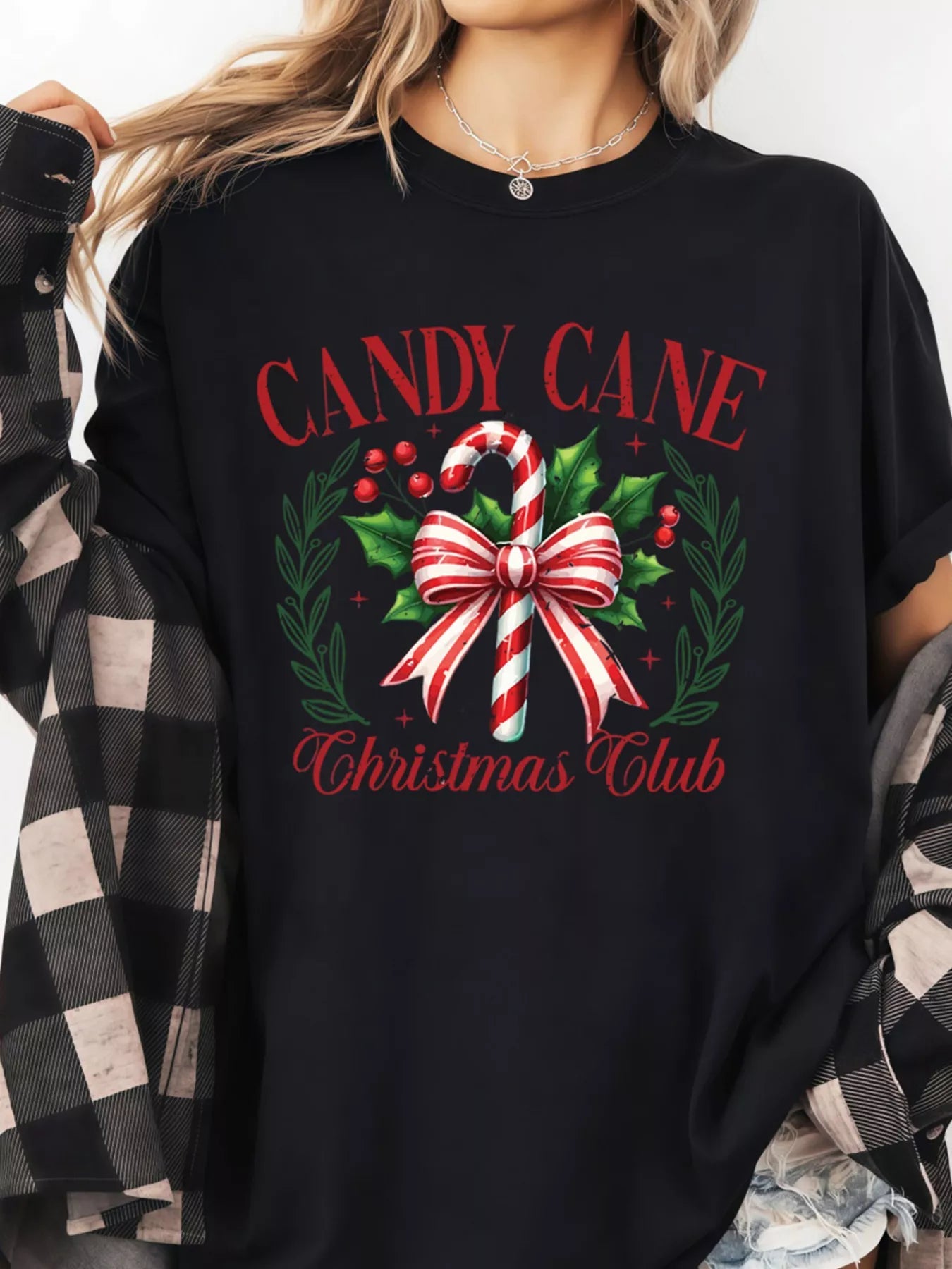 Candy Cane Christmas Club Custom Graphic T Shirt 
