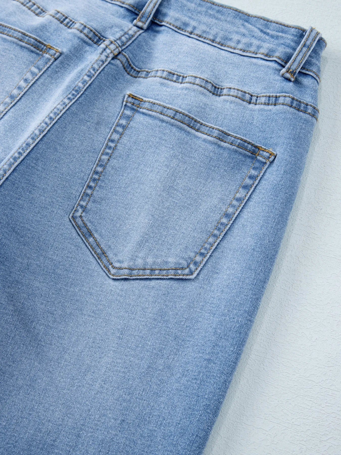 High Waist Wide Leg Washed Jeans 