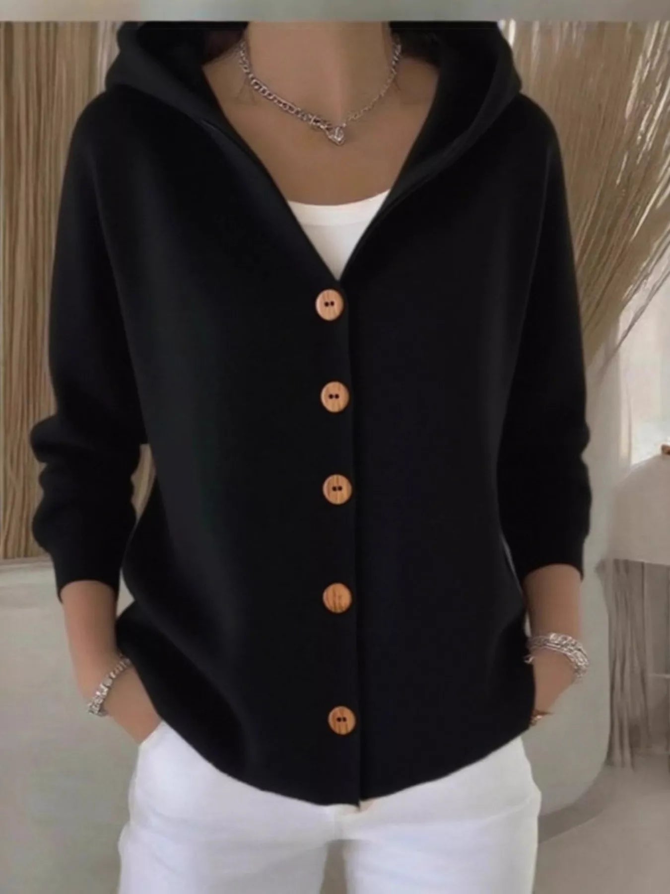Full Size Button Up Long Sleeve Cardigan Plus Size 