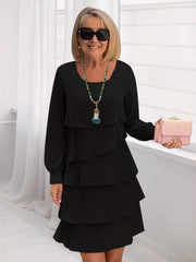 Full Size Layered Long Sleeve Mini Dress Plus Size 
