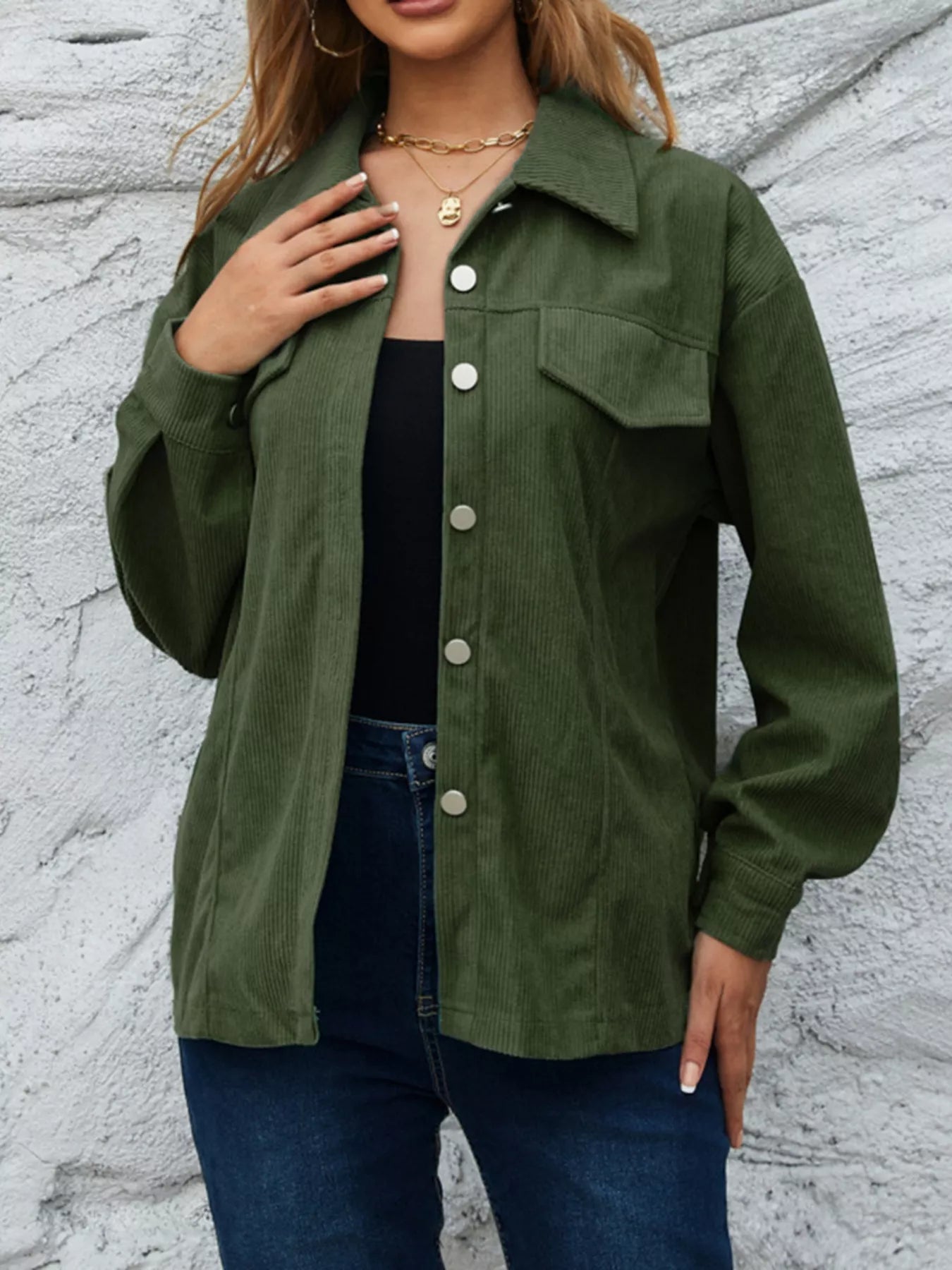 Corduroy Button-Down Shacket 
