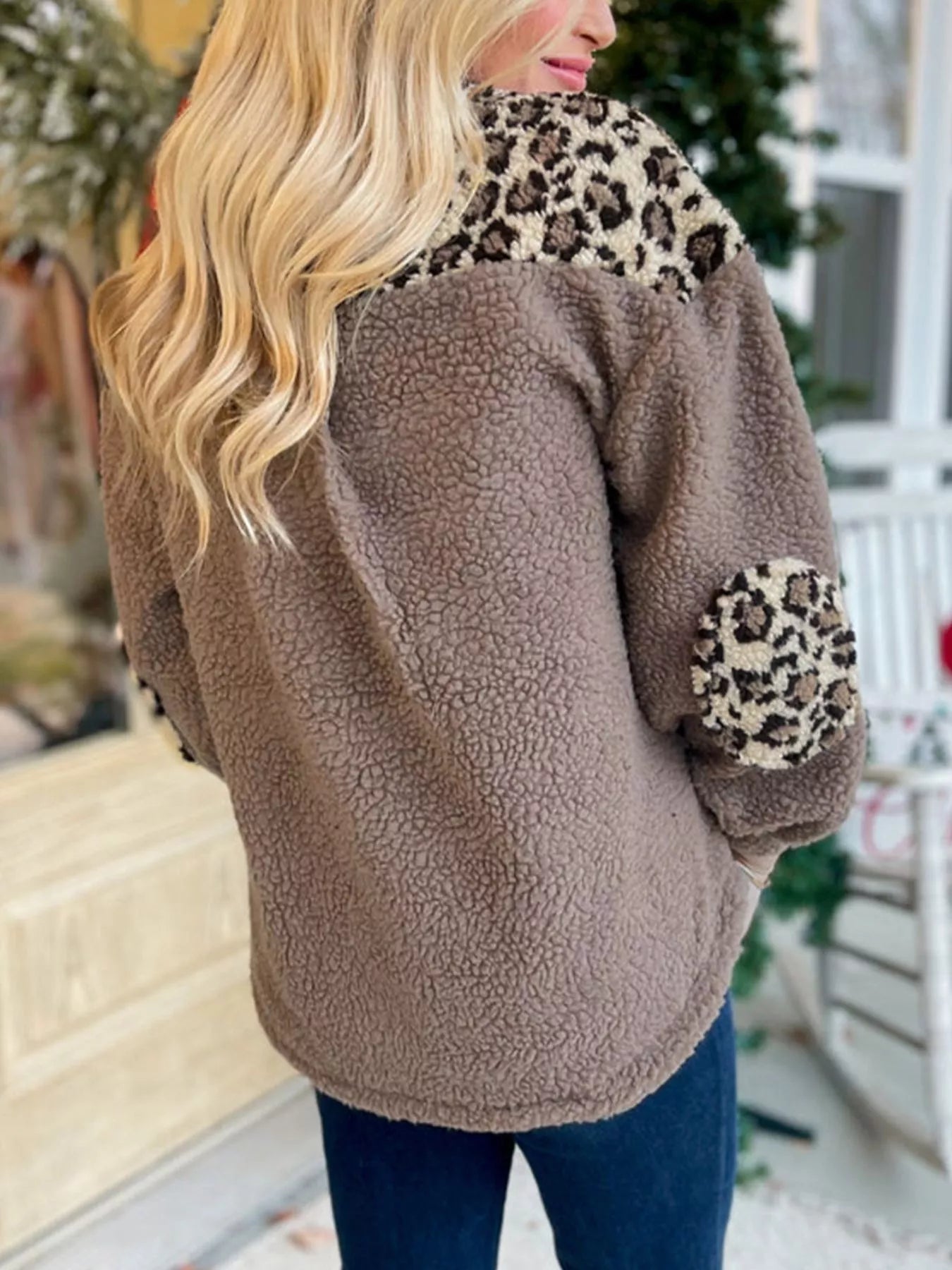 Leopard Print Teddy Fleece Jacket 