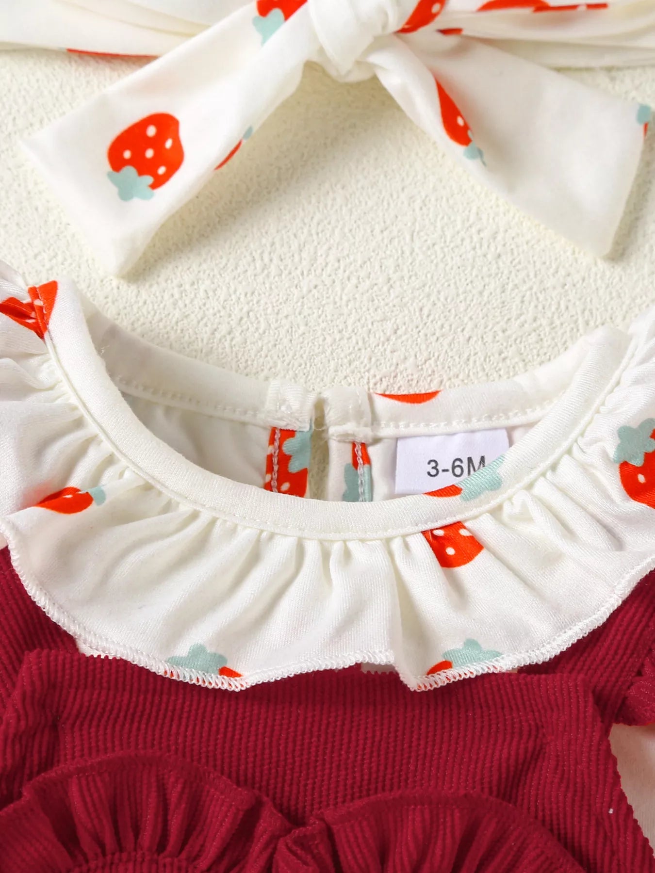 Children's Ruffled Bodysuit and Heart Decor Dress Set with Headband 