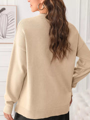 Front Center Seam Drop Shoulder Solid Sweater 