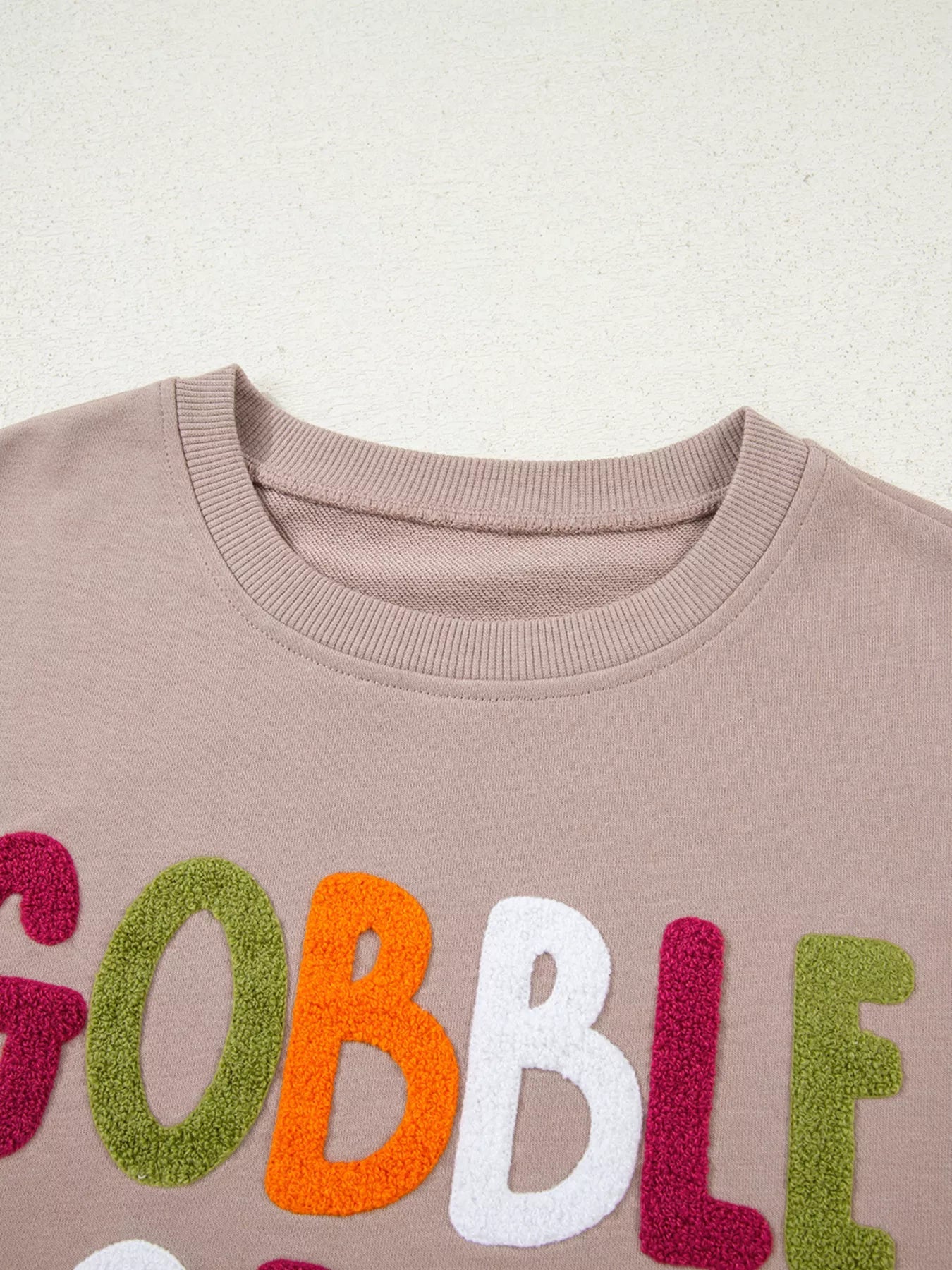 GOBBLE Letter Graphic Thanksgiving Shift Sweatshirt 