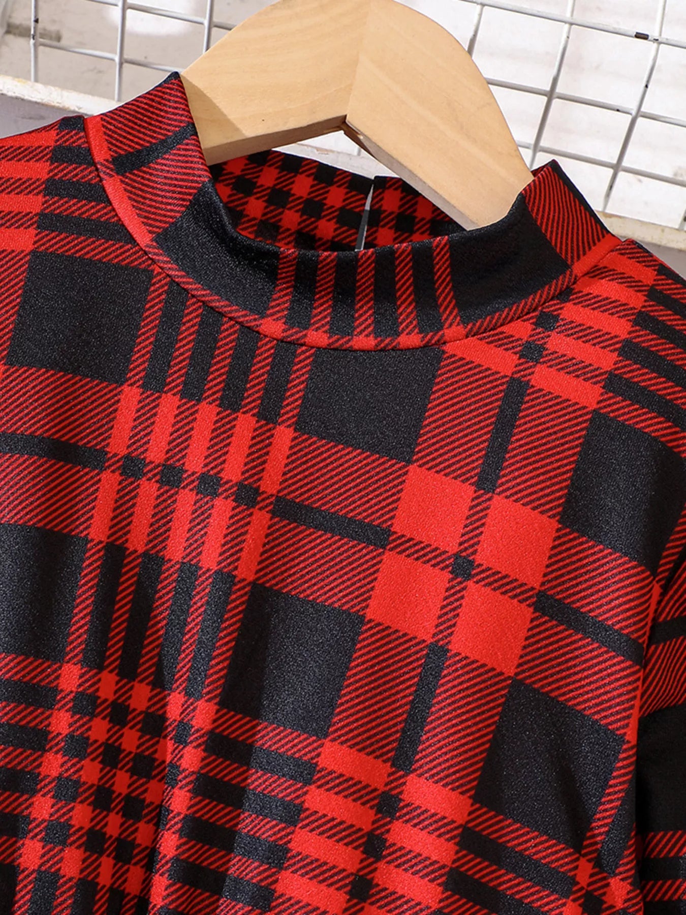Children's Plaid Print Long Sleeve Dress 