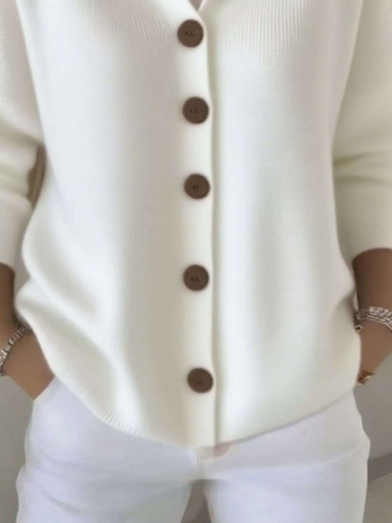 Full Size Button Up Long Sleeve Cardigan Plus Size 