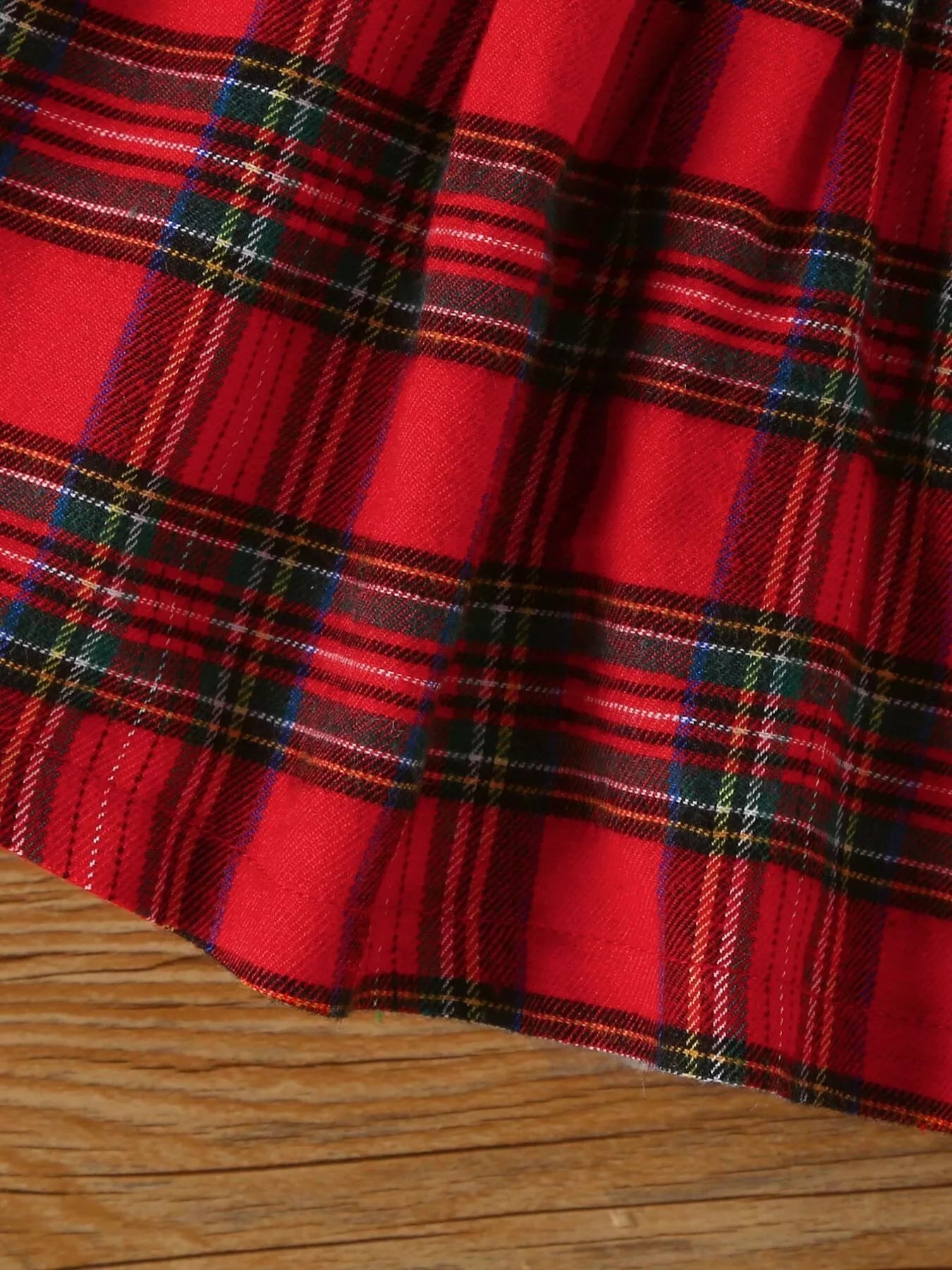 Children's First Christmas Bodysuit and Plaid Dress Outfit Set with Headband 