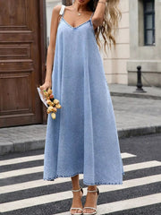 V-Neck Denim Cami Dress 