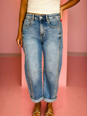 Vintage Washed Seam Detail Shift Jeans 