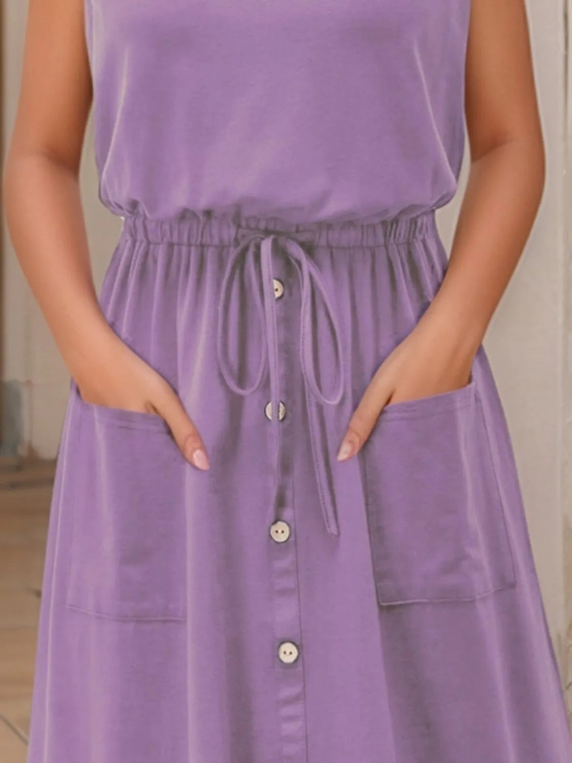 Full Size Round Neck Sleeveless Tank Dress Plus Size 