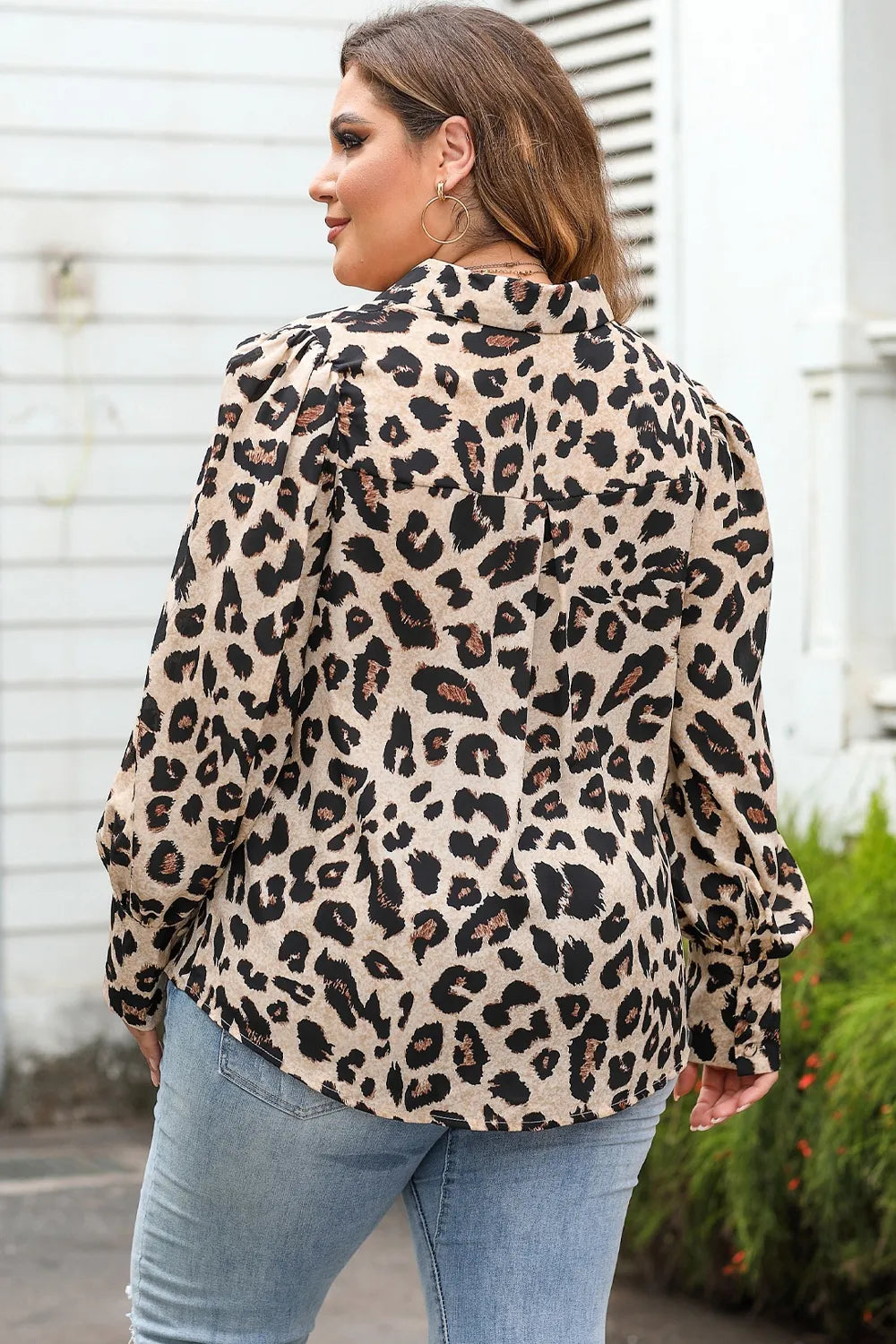 Plus Size Printed Long Sleeve Shirt 
