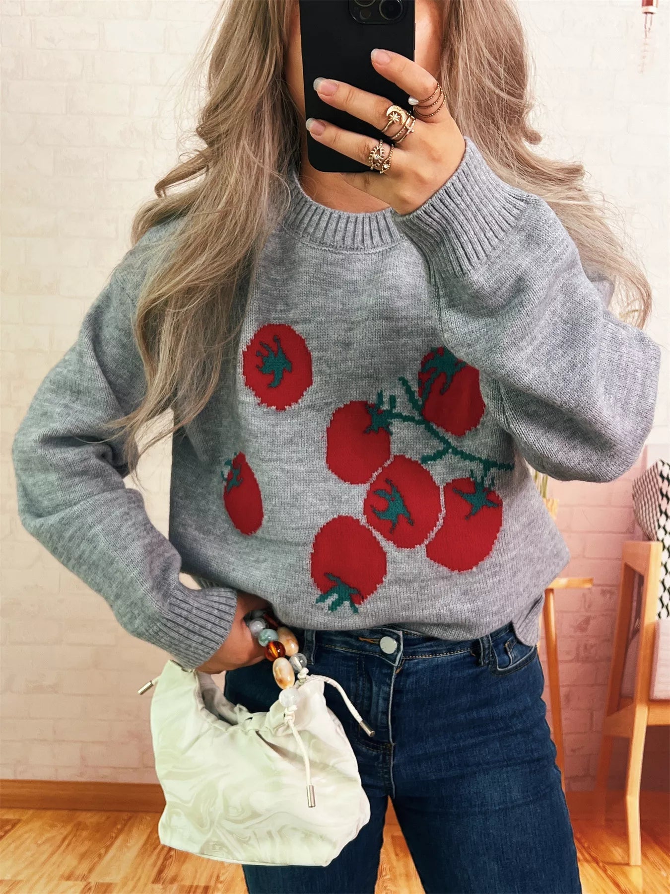 Persimmon Round Neck Long Sleeve Sweater 