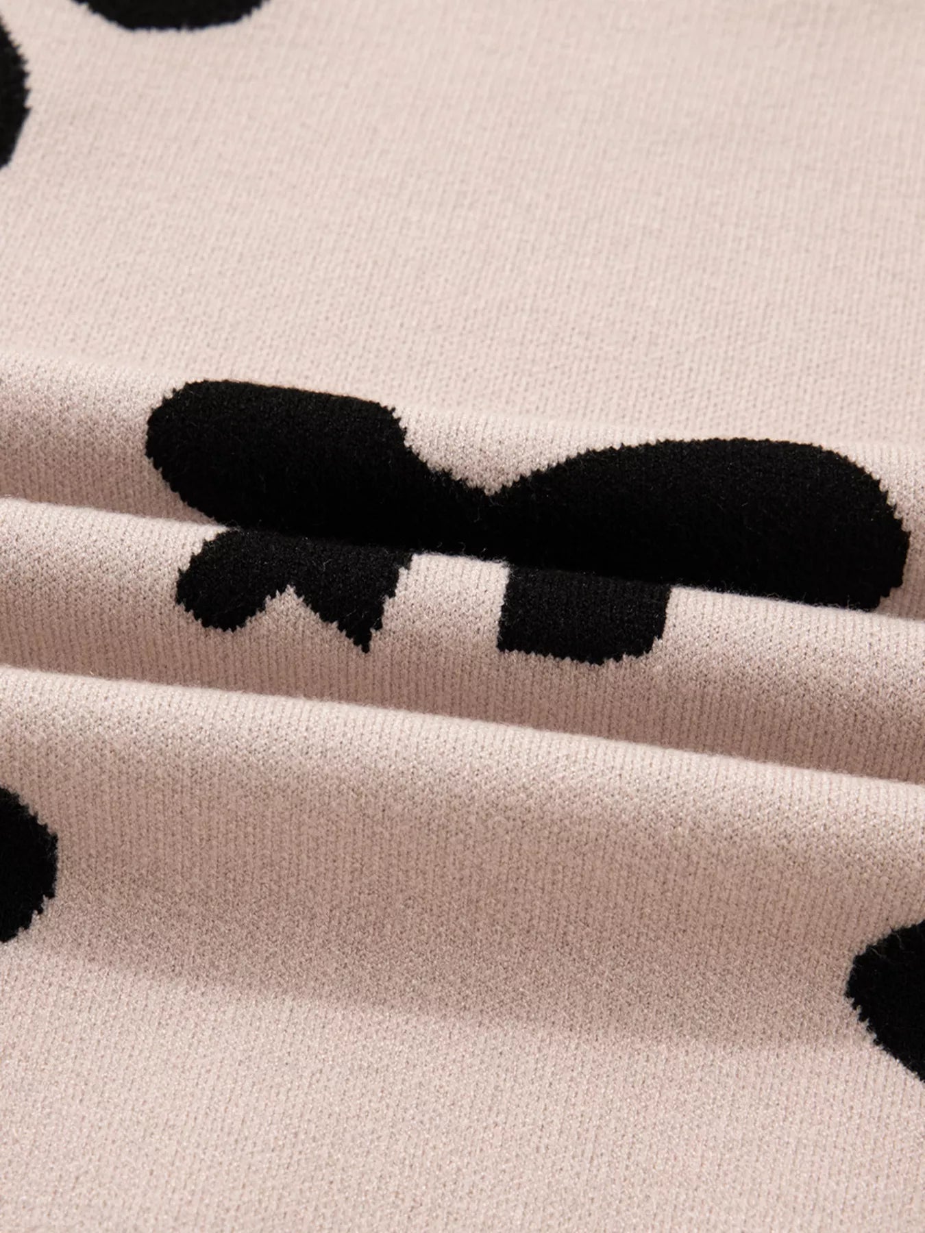 Pearl Embellished Bow Pattern Loose Sweater 