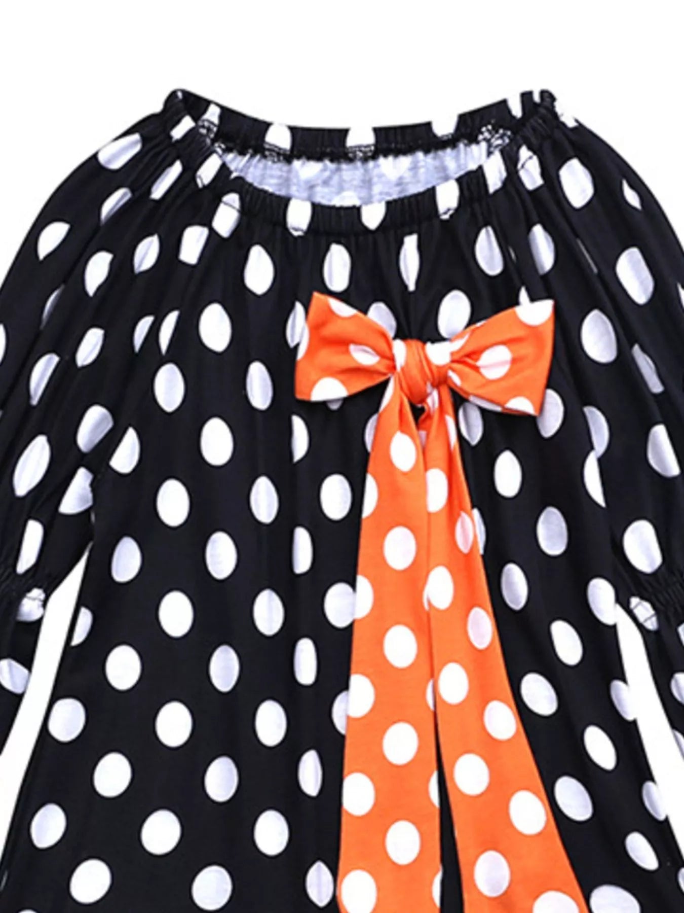 Children's Halloween Ghost Polka Dot Dress with Bow 