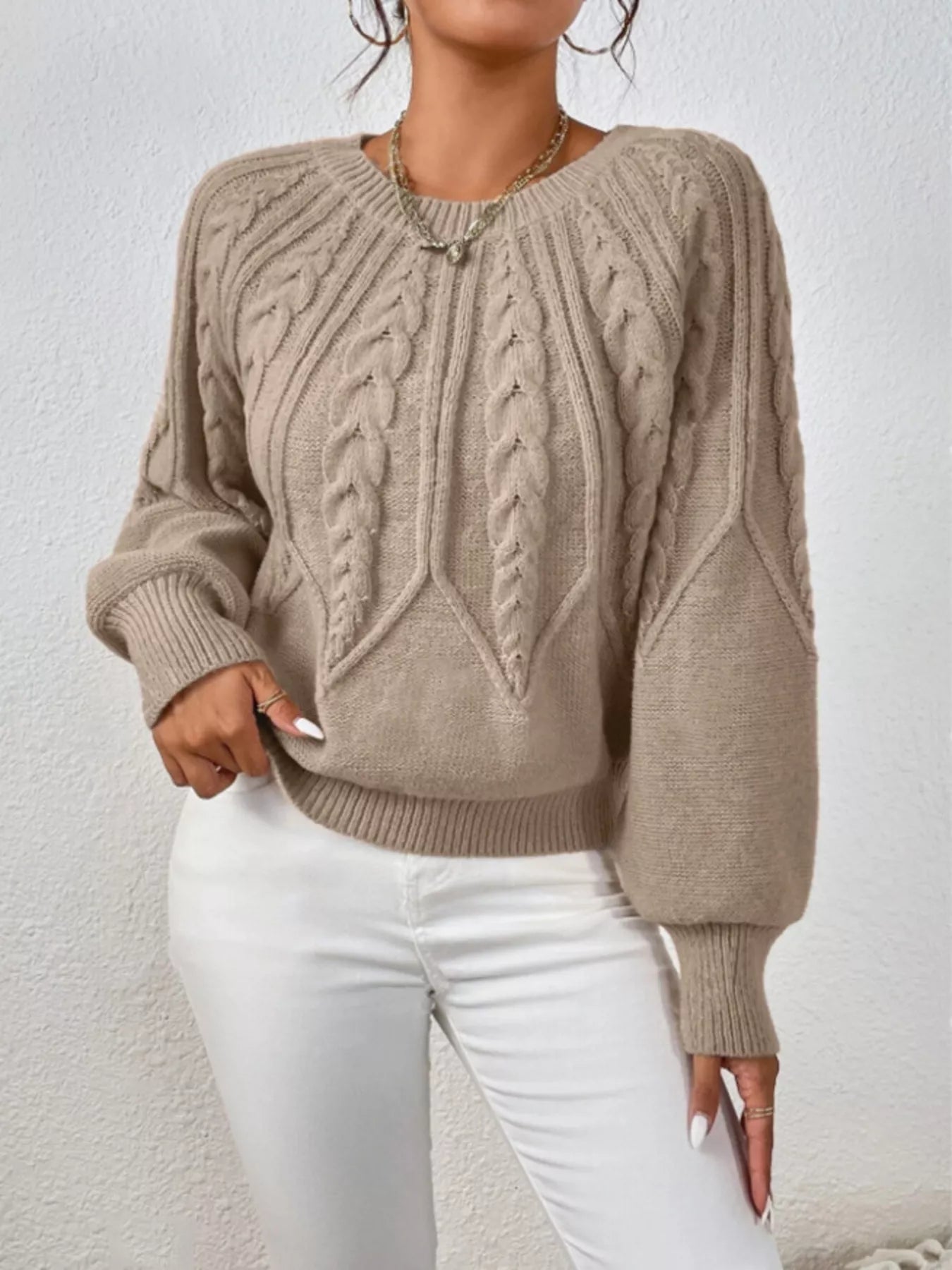 Cable Knit Long Sleeve Sweater 