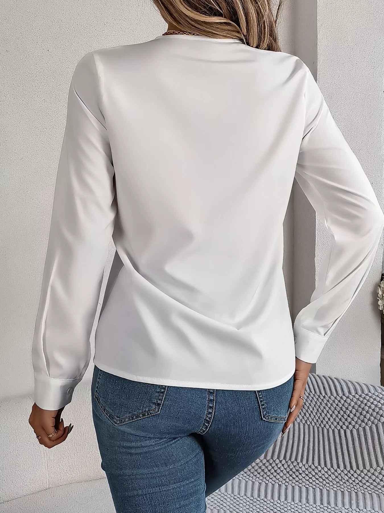 Layered V-Neck Long Sleeve Blouse 