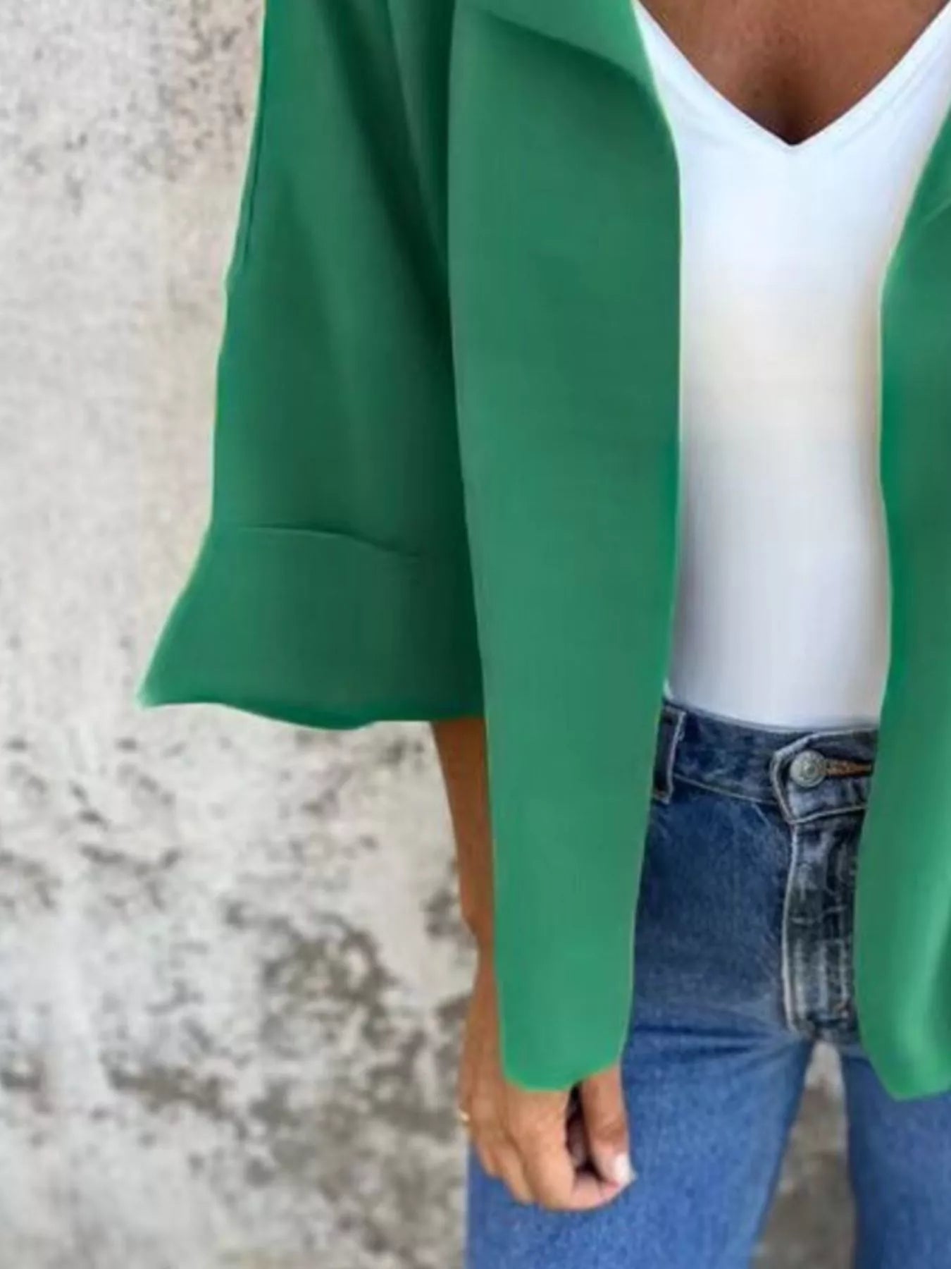 Full Size Open Front 3/4 Sleeve Casual Cardigan Plus Size 