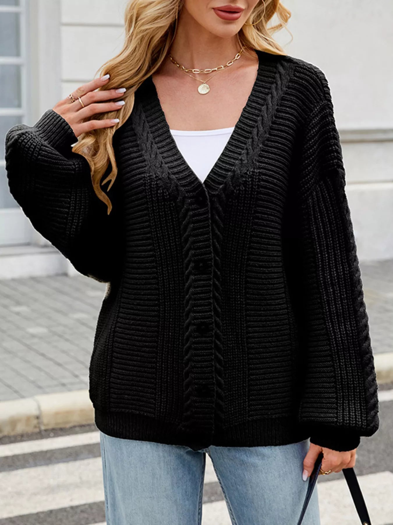 Button Up Long Sleeve Cardigan 