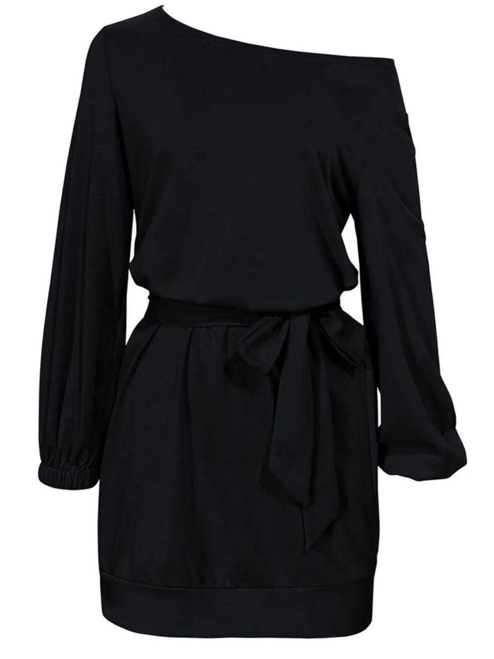 One Shoulder Tie Waist Dress 