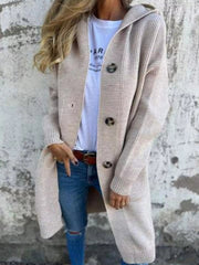 Full Size Button-Down Hooded Cardigan Plus Size 