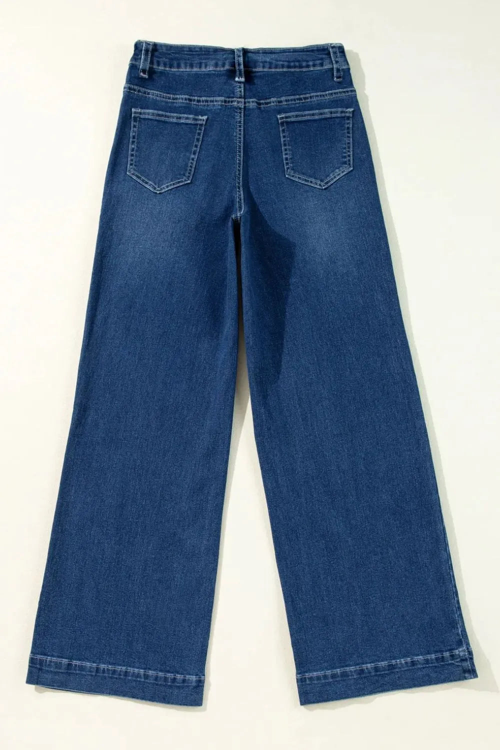 Front Pocket Patch High Waisted Wide Leg Jeans 