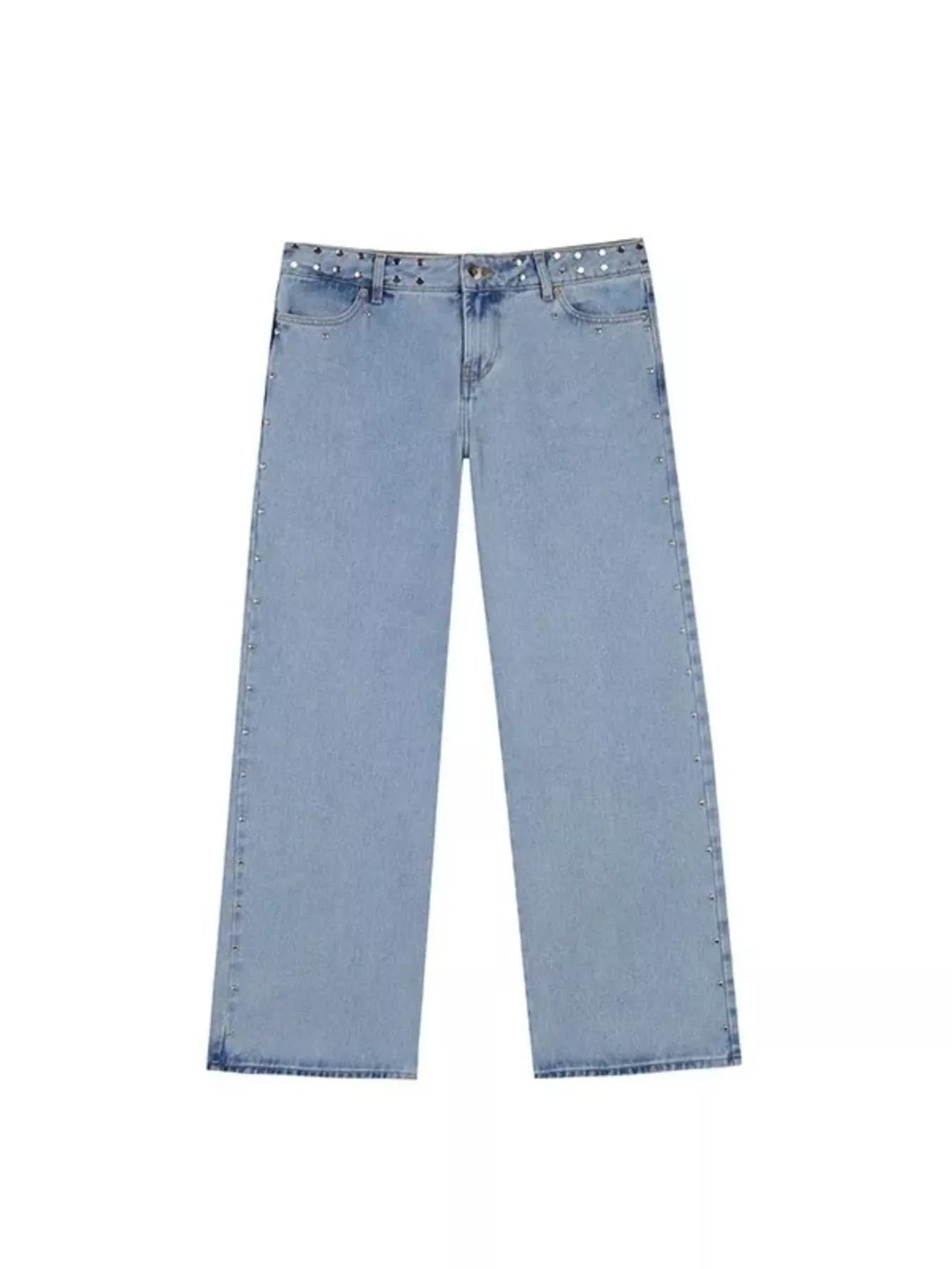Leopard Star Patches Wide Leg Jeans 