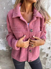 Full Size Single-Breasted Sherpa Shacket Plus Size 