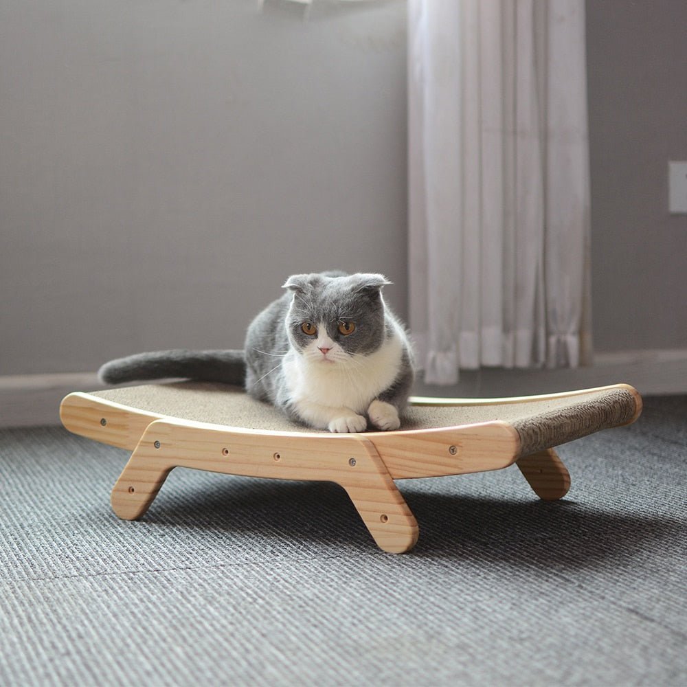 Felinora — 3-in-1 Wooden Cat Lounge Bed with Scratching Post 