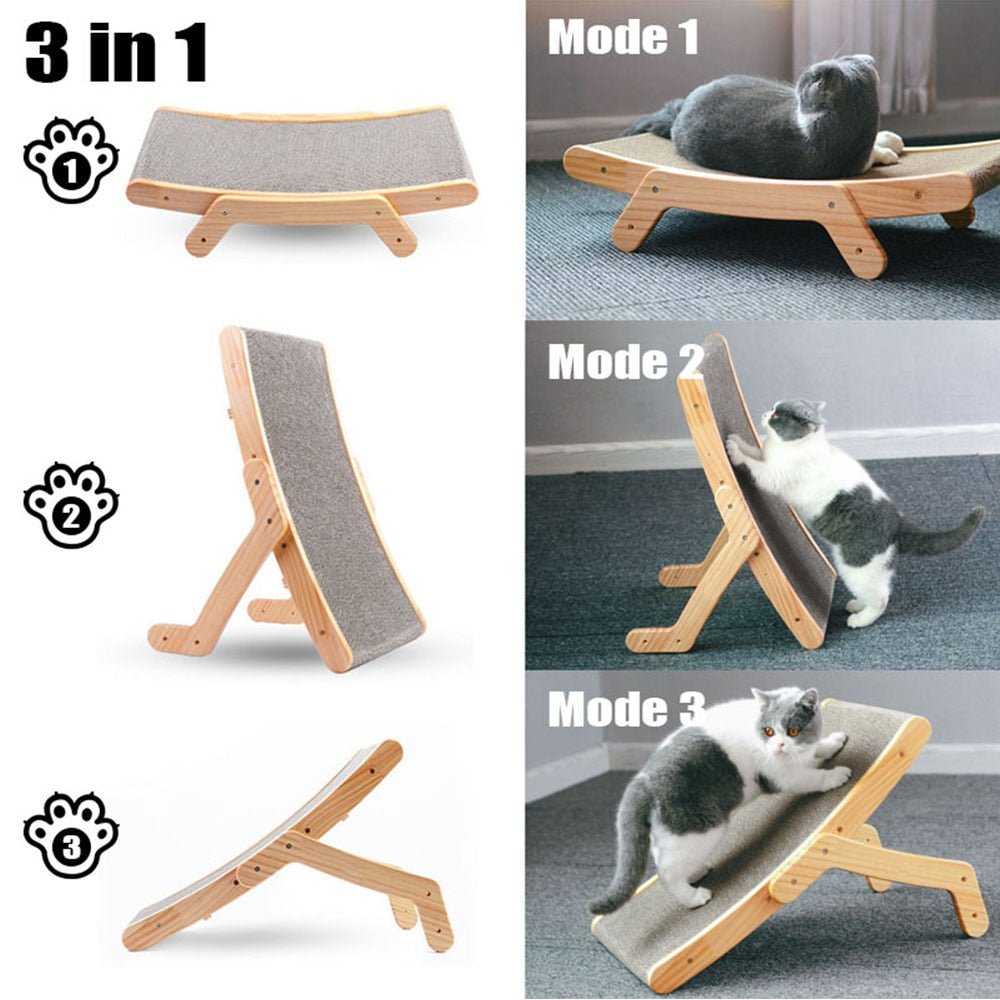 Felinora — 3-in-1 Wooden Cat Lounge Bed with Scratching Post 