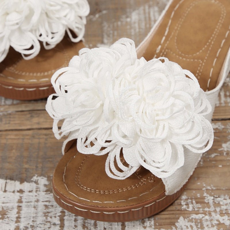 Fernvale Flower Accent Wedge Sandals | Slip-On Summer Comfort 