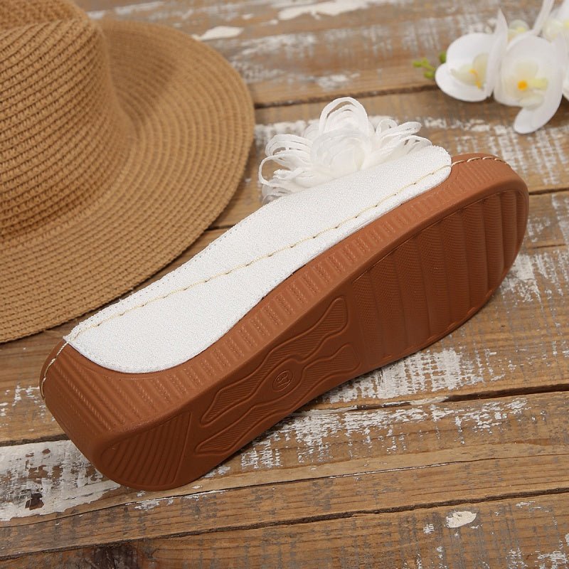 Fernvale Flower Accent Wedge Sandals | Slip-On Summer Comfort 