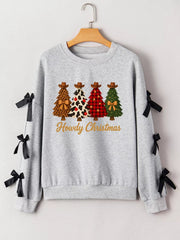 Howdy Christmas 4 Trees Ribbon Bow Decor Sweatshirt 